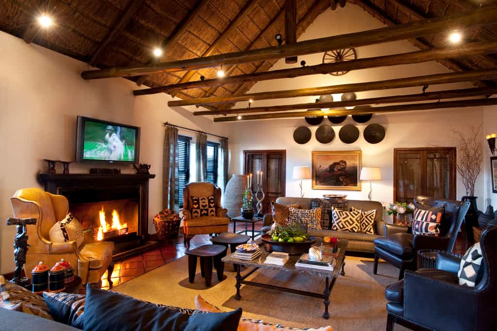 2 lounges with large flat screen tv and fireplace