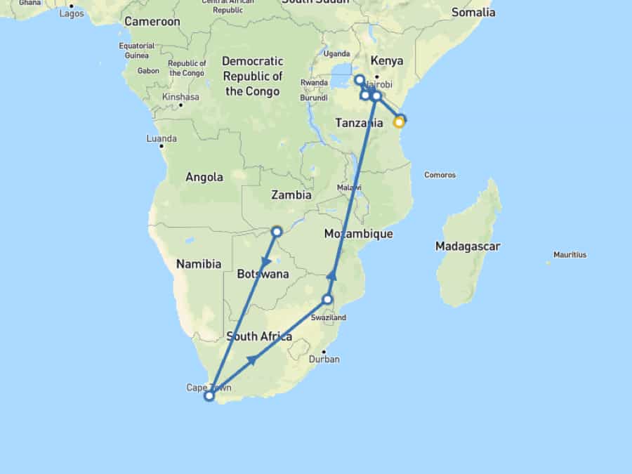 Carol and Kim's trip - map