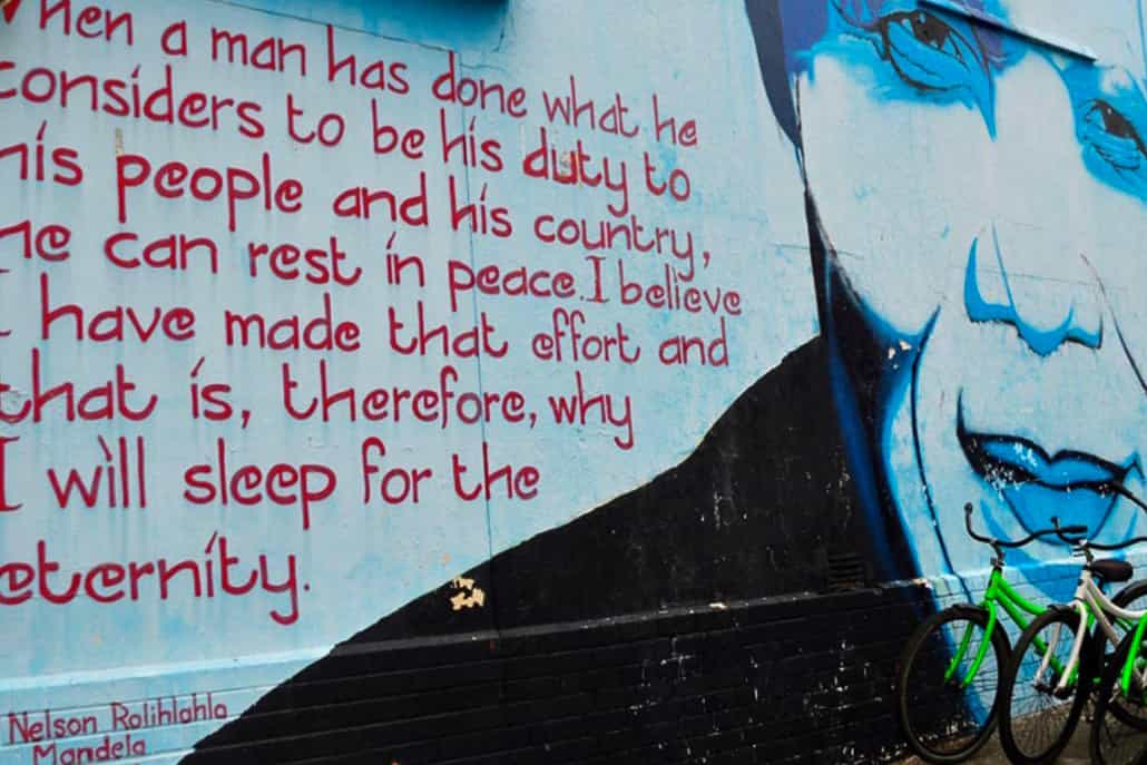 Bikes and Art Nelson Mandela Mural cape town south africa