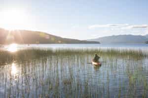 Kayak amongst the floating islands of Titicaca