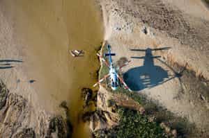 Helicopter safari from the sky in Maun