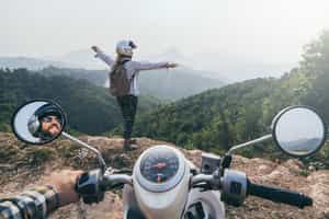 Motorbike through Nong Khiaw's landscape
