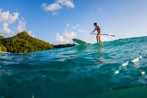Take in the Seychelles views paddling on a SUP