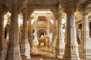 Stand in the Ranakpur Jain Temple, Udaipur