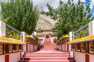 See the murals and statues of Samstaling gompa