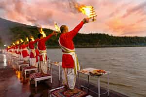 Witness the glittering prayer ceremony at Ganges