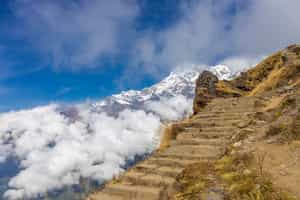 Walk down steps on the Mardi Himal Trek, Annapurna