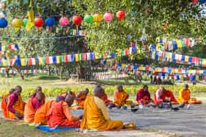 Hear early morning chanting in Lumbini