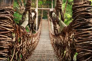 Walk across the Iya Valley Vine Bridge
