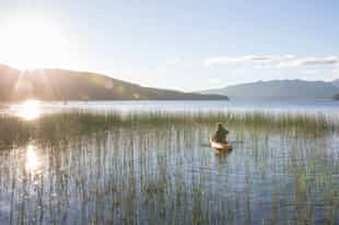 Kayak amongst the floating islands of Titicaca