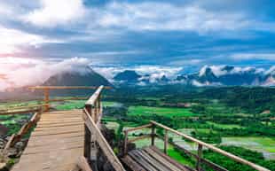 Reach the top of Nam Xay viewpoint, Vang Vieng