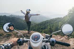 Motorbike through Nong Khiaw's landscape
