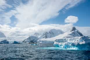 Sail by the glacial mountains of the Penola Strait