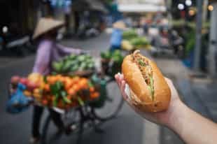 Try a banh mi sandwich at Hanoi's food markets