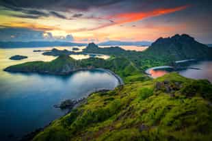 Trek through the rugged landscape of Komodo Island