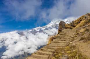 Walk down steps on the Mardi Himal Trek, Annapurna