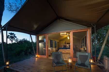 Each tent has a private lantern-lit deck