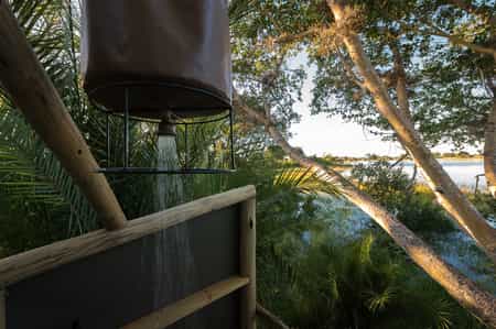Enjoy the view from the outdoor bucket shower