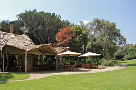 Overlooking the water pond, the lawn is a great outside dining area with a perfect view of the sanctuary