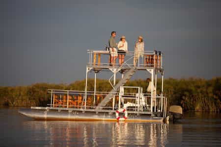 Enjoy sundowners on the barge on Weboro Lagoon