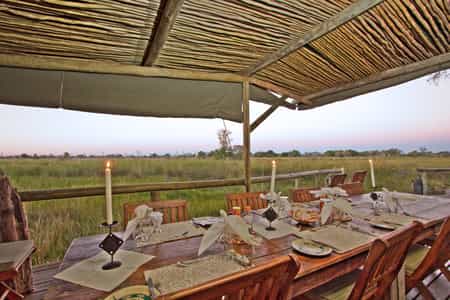 Meals are enjoyed on the deck with spectacular views across the floodplains to distant island forests.