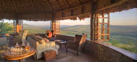 Large beautifully furnished open-sided bar with sweeping views of the valley