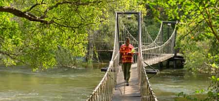 Crossing from One Island to the other across our swing bridge