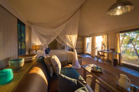 The luxurious guest tents are spacious and inviting