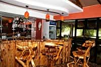 Enjoy cold beverages at our rustic bar