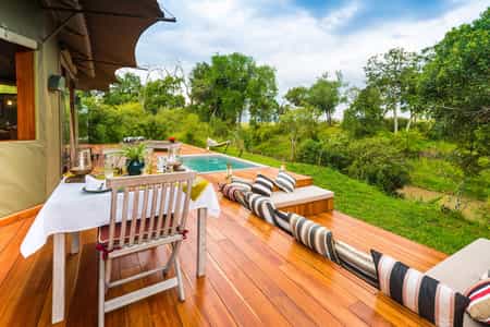 Plunge pool with views of the Sand River