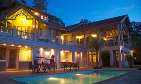 Pool and Restaurant in the Evening
