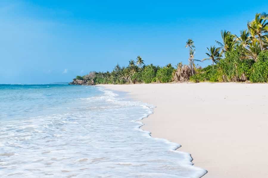 Take a stroll on the white sandy beach of Msambweni