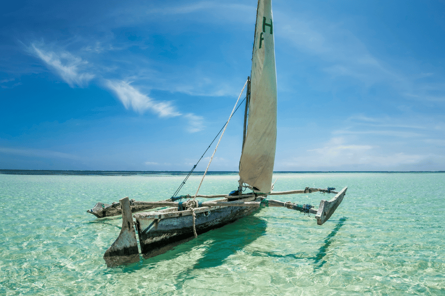 Boat across the crystal clear waters of Watamu